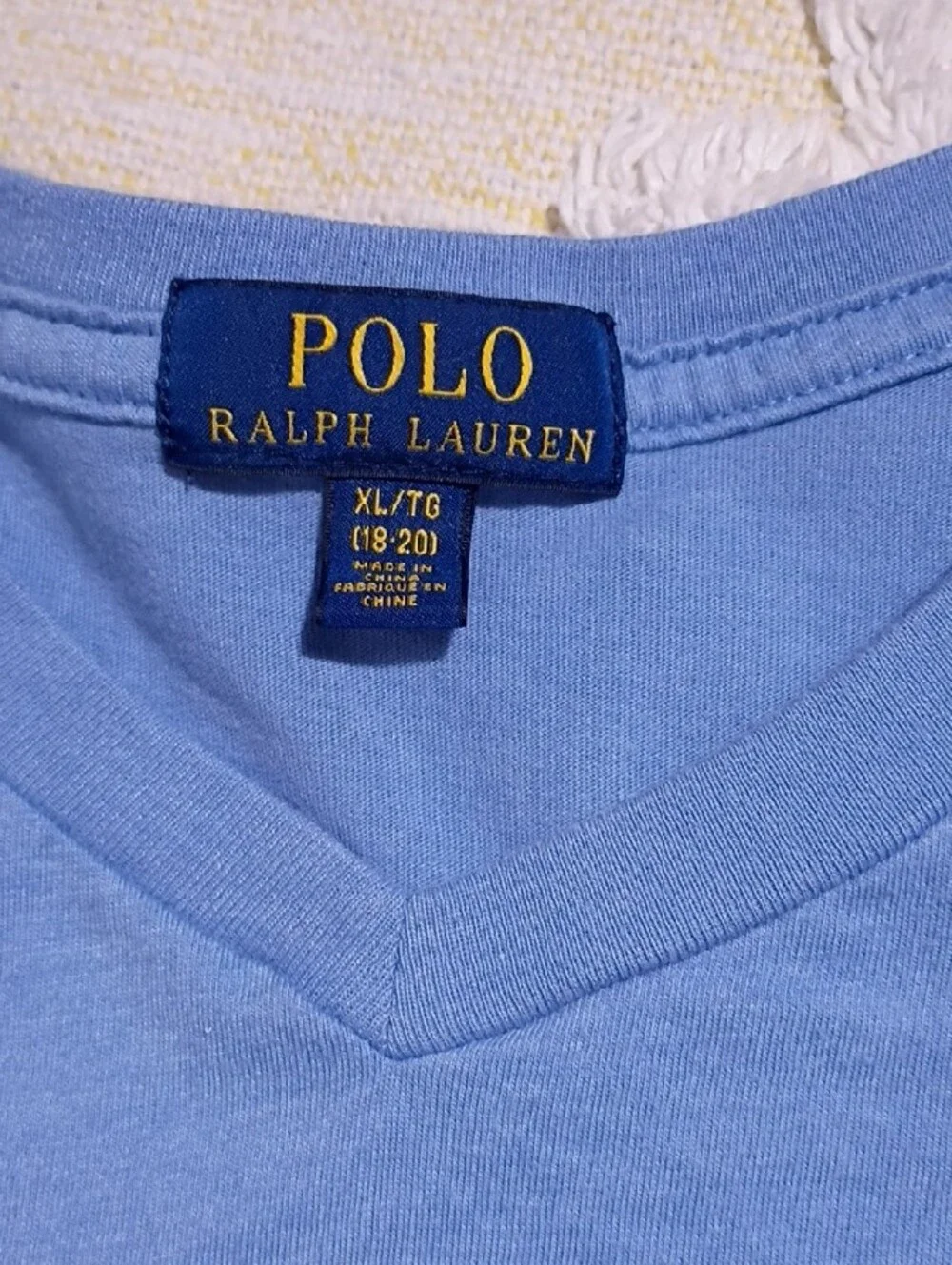 Polo‎ by Ralph Lauren Men's Light Blue V-Neck Pocket Tee